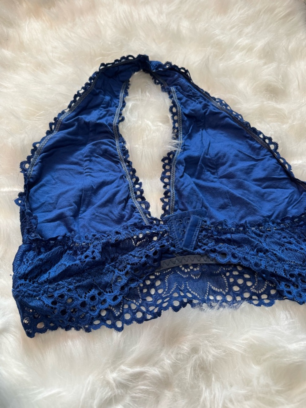 Zenana Outfitters Navy Crochet Lace Top
